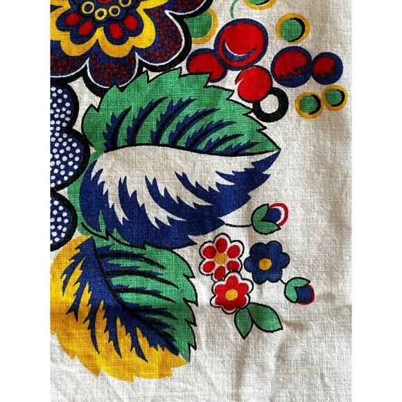 Italian Floral Cotton Tablecloth 58x48 Blue Red White Orange Green Boho Party - Picture 10 of 16